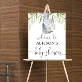 Poster Baby shower d'éléphant neutre pour les femmes sign