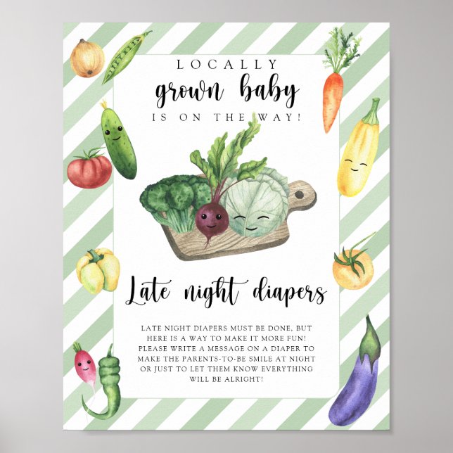 Poster baby shower des agriculteurs - couches de nuit (Devant)