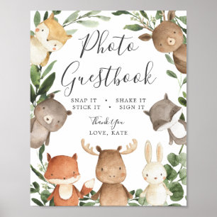 Poster Baby shower des Amis de Woodland - Photo Livre d'o