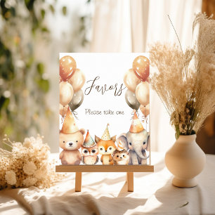 Poster Baby shower des animaux non sexiste en faveur