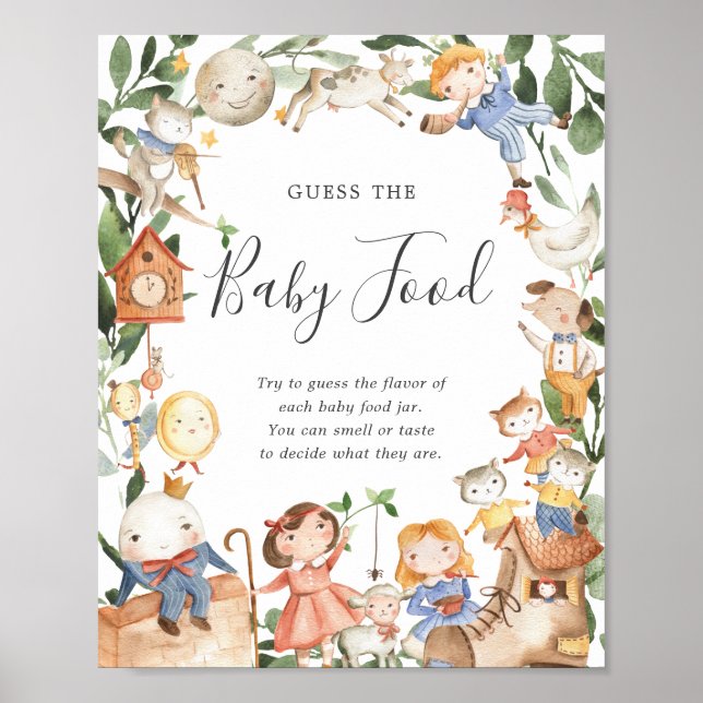 Poster Baby Shower des comptines Devinez la nourriture po (Devant)