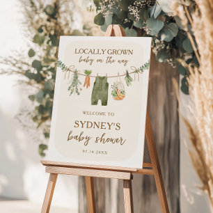 Poster Baby shower des fermiers cultivés localement Bienv