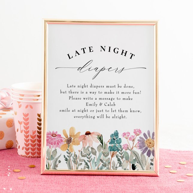 Poster Baby shower des fleurs sauvages de la nuit tardive (Créateur téléchargé)