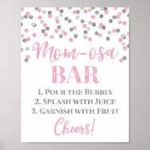 Poster Baby shower des signes de la barre Maman-Osa rose