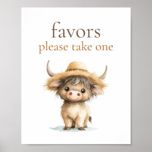 Poster Baby shower des signes de la vache des Hautes-Terr