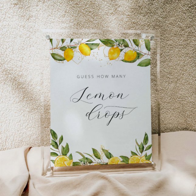 Poster Baby shower d'été au citron Combien de gouttes de  (Créateur téléchargé)