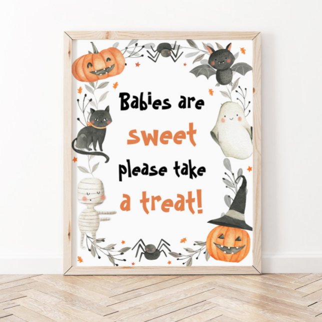 Poster Baby shower d'Halloween mignon Bébés sont doux sig (Créateur téléchargé)