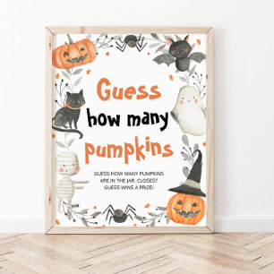 Poster Baby shower d'Halloween mignon Devinez combien de 