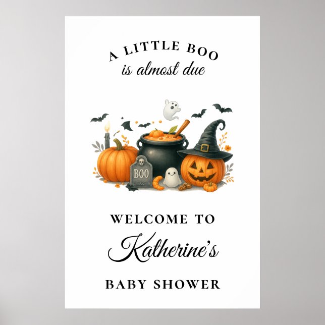 Poster Baby shower d'Halloween neutre entre les sexes pou (Devant)