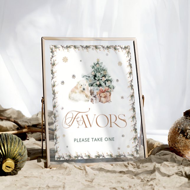 Poster Baby shower d'hiver de l'ours polaire mignon Faveu (Créateur téléchargé)