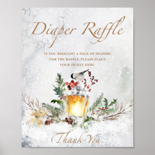 Poster Baby shower d'hiver enseigne de tombola