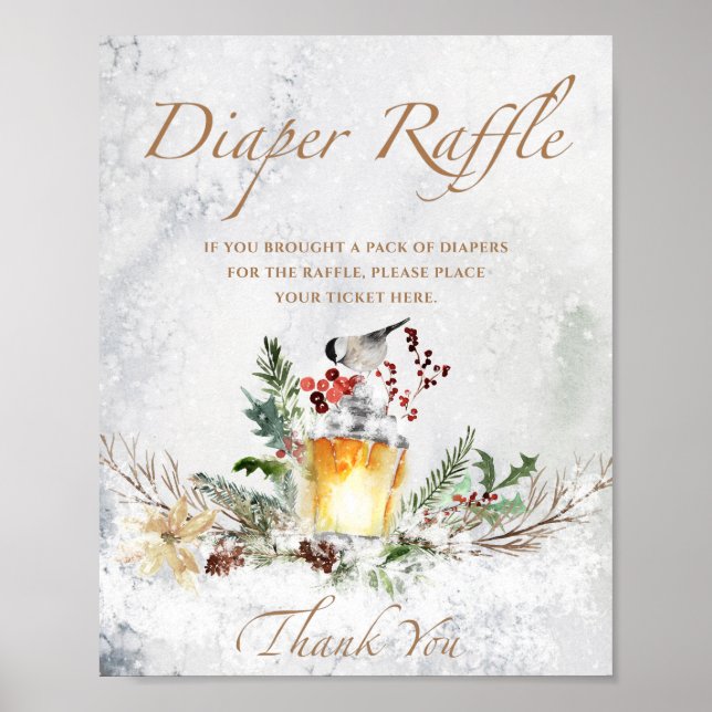 Poster Baby shower d'hiver enseigne de tombola (Devant)