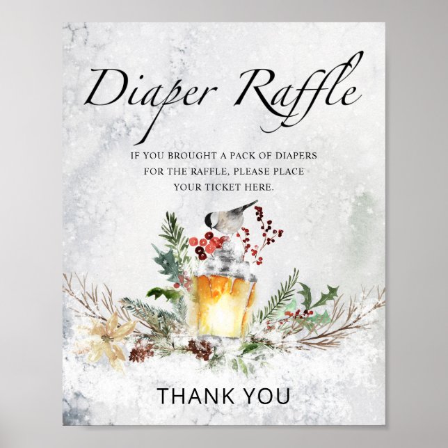 Poster Baby shower d'hiver enseigne de tombola (Devant)