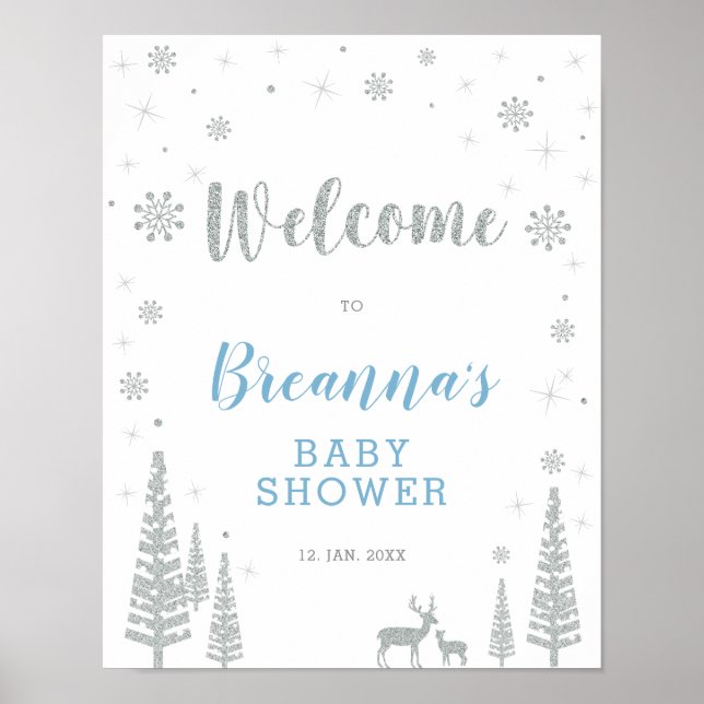 Poster Baby shower d'hiver Welcome Party (Devant)