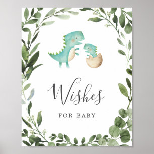 Poster Baby shower Dinosaures Voeux Pour Bébé Signal