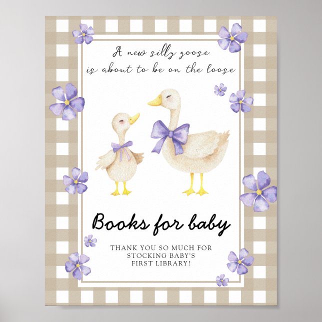 Poster baby shower d'oie - livres pour bébé (Devant)