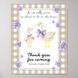 Poster Baby shower d'oie - Merci à venir