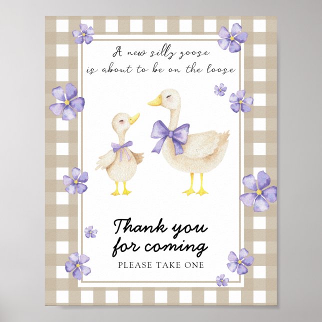 Poster Baby shower d'oie - Merci à venir (Devant)