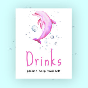 Poster Baby shower Dolphin Rose - Boissons