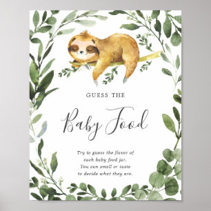 Poster Baby shower Dormir Paresseux Devinez La Nourriture