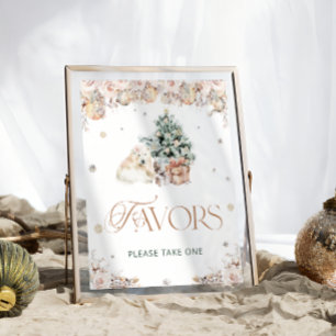 Poster Baby shower d'ours polaire mignon d'hiver Faveurs