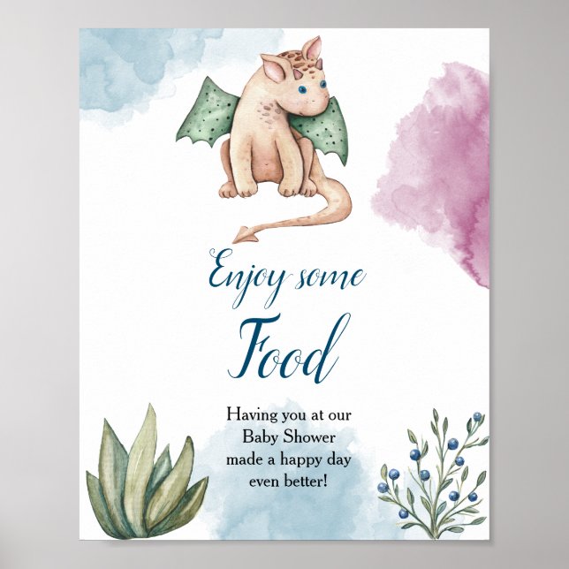Poster Baby shower Dragon Profitez De Quelques Aliments A (Devant)
