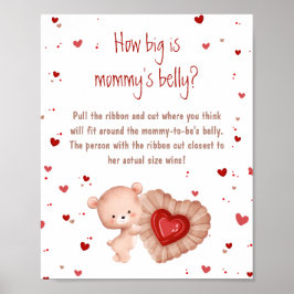 Poster Baby shower du coeur rouge à quel point le ventre 