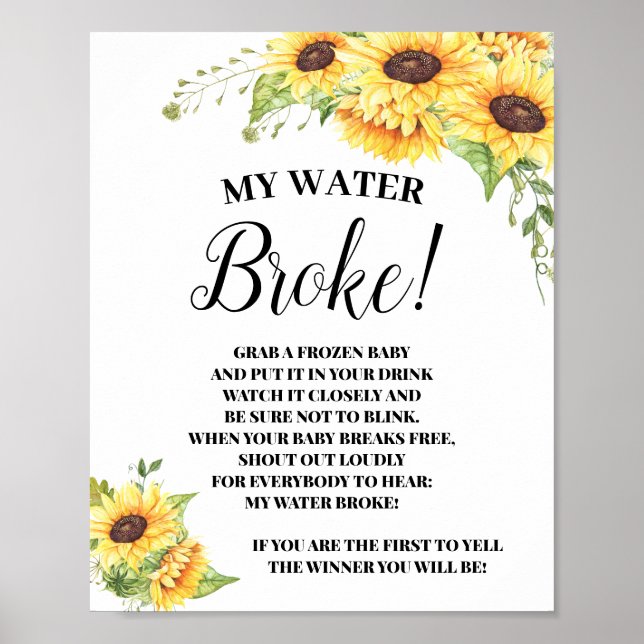 Poster Baby shower du panneau du jeu My Water Broke (Devant)