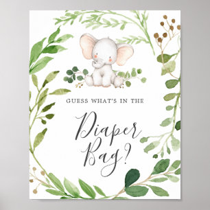 Poster Baby shower éléphant Devinez ce qu'il y a dans le
