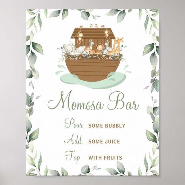 Poster Baby shower en arche Noah's Ark Momosa Bar (Devant)