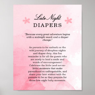 Poster Baby shower en fleurs rose vif Diapositives tard d