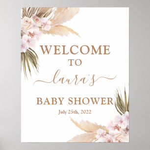 Poster Baby shower en laiton Pampas Panneau de bienvenue