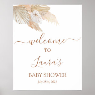 Poster Baby shower en laiton Pampas Panneau de bienvenue