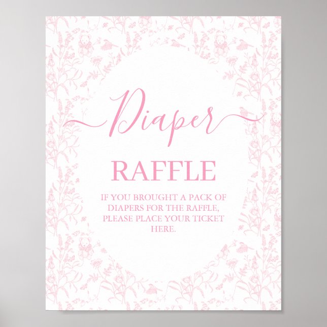 Poster Baby shower en toile rose fille (Devant)