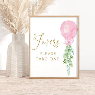 Poster Baby shower Eucalyptus Rose Balloon Faveurs
