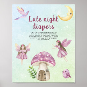 Poster Baby shower fée jeu de couches de nuit