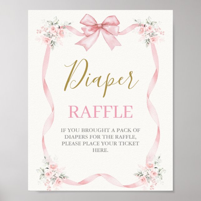 Poster Baby shower fille avec arc (Devant)