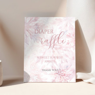 Poster Baby shower Fille Pink Snowflake Déchets Raffle