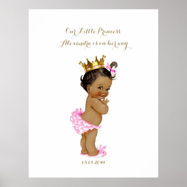 Poster Baby shower fille, rose blanc, élégant,32x41,6 300 (Devant)
