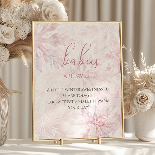 Poster Baby shower Fille rose Flamme de neige Les bébés s (Créateur téléchargé)