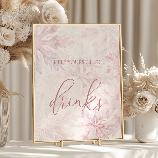 Poster Baby shower Fille rose Flocon de neige Boissons (Créateur téléchargé)