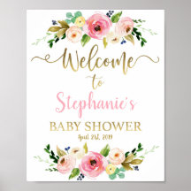 Baby shower fille signe d'accueil, fille fleurie