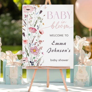 Poster Baby shower Fleur sauvage bébé en fleurs