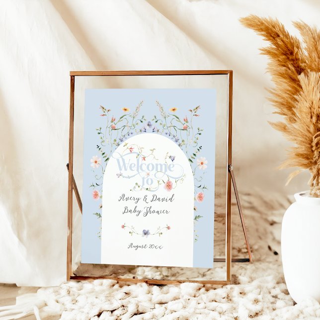 Poster Baby shower fleur sauvage Blue Boy Bloom (Créateur téléchargé)