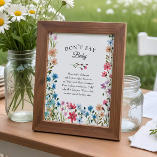 Poster Baby shower fleur sauvage "Don't Say Baby" Jeu