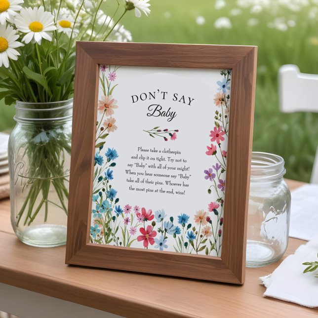 Poster Baby shower fleur sauvage "Don't Say Baby" Jeu (Créateur téléchargé)