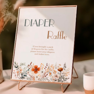 Poster Baby shower Fleur sauvage en terre cuite Raffle de