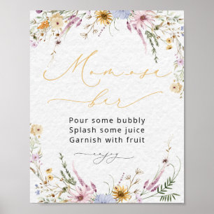 Poster Baby shower fleur sauvage Mom-osa Bar