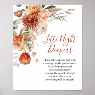 Poster Baby shower Fleur sauvage rustique Diapositives ta
