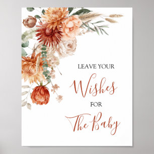 Poster Baby shower Fleur sauvage Rustique Laissez vos dés